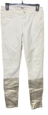 Paige Verdugo Jeans Size 27 Ultra Skinny Metallic‎ Gold Dip Dye Cream denim
